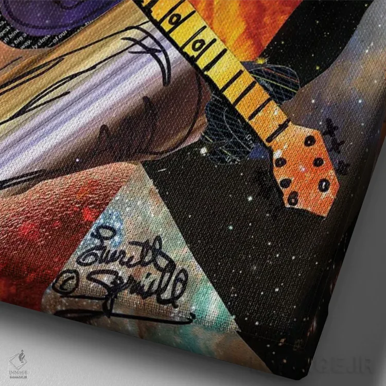 تابلو دکوراتیو گیتاریست کهکشانی اثر اورت اسپرویل - نمای نزدیک بافت بوم