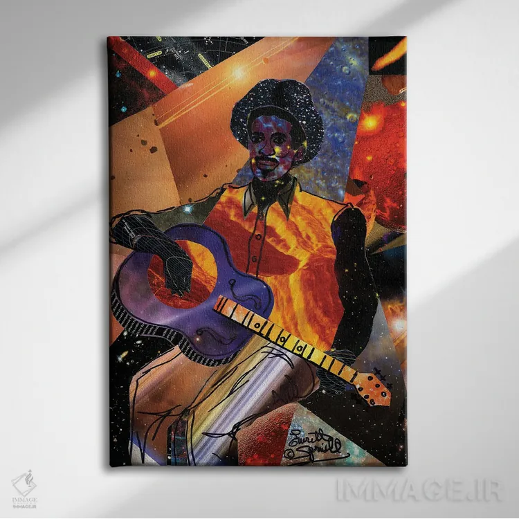 تابلو دکوراتیو گیتاریست کهکشانی اثر اورت اسپرویل - نمای روبهرو روی دیوار