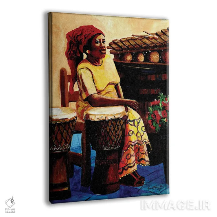 تابلو دکوراتیو خانم نوازنده درام اثر اورت اسپرویل - نمای پرسپکتیو محصول