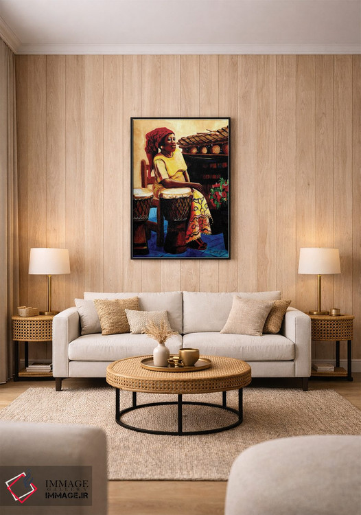 تابلو دکوراتیو خانم نوازنده درام اثر اورت اسپرویل - D1B