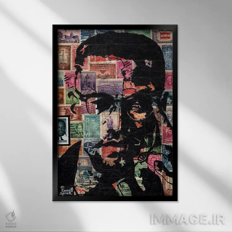 تابلو دکوراتیو مالکوم ایکس اثر اورت اسپرویل - نمای قابدار مشکی