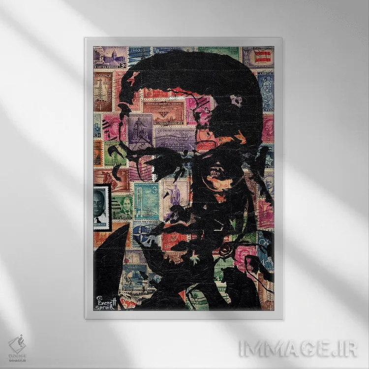 تابلو دکوراتیو مالکوم ایکس اثر اورت اسپرویل - نمای قابدار سفید