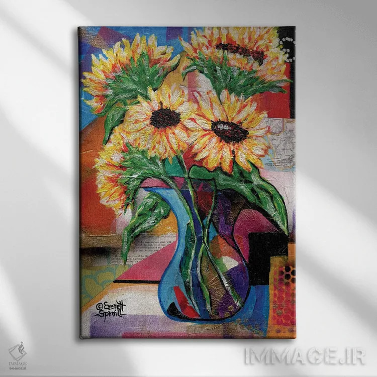 تابلو دکوراتیو آفتابگردان ها برای آنتونیو اثر اورت اسپرویل - نمای روبهرو روی دیوار