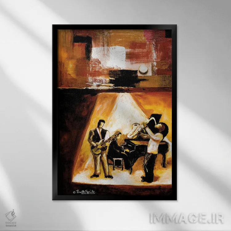 تابلو دکوراتیو جاز مدرن شماره یک اثر اورت اسپرویل - نمای قابدار مشکی