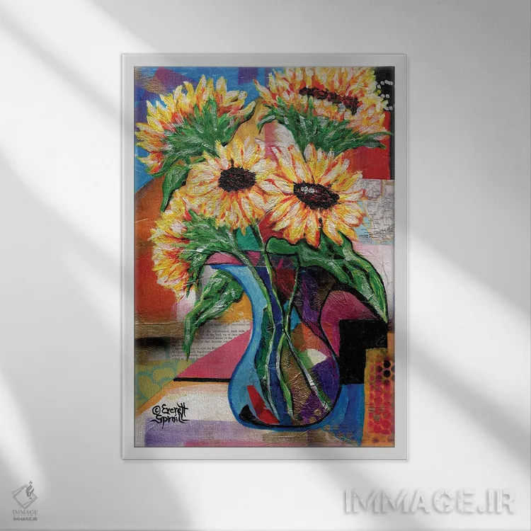 تابلو دکوراتیو آفتابگردان ها برای آنتونیو اثر اورت اسپرویل - نمای قابدار سفید