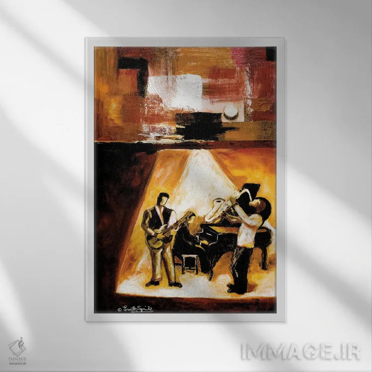تابلو دکوراتیو جاز مدرن شماره یک اثر اورت اسپرویل - نمای قابدار سفید