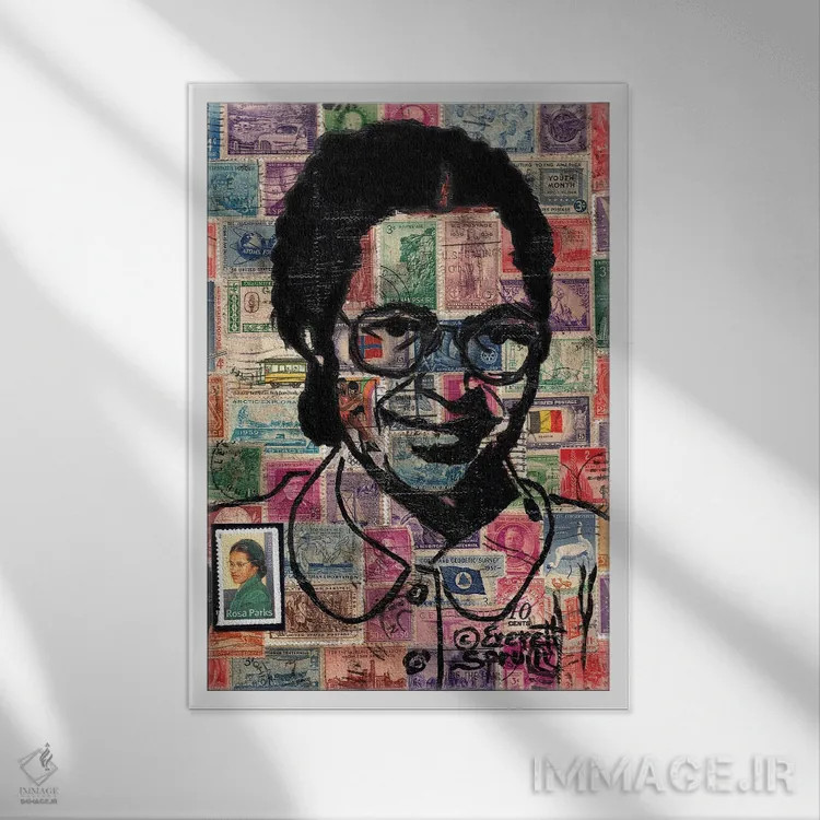 تابلو دکوراتیو رزا پارکس اثر اورت اسپرویل - نمای قابدار سفید