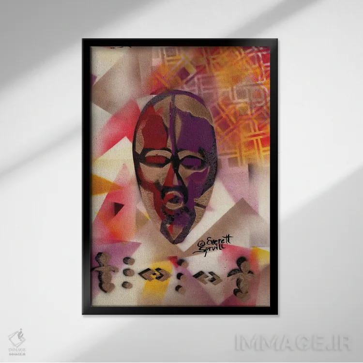 تابلو دکوراتیو ماسک پاسپورتی اثر اورت اسپرویل - نمای قابدار مشکی