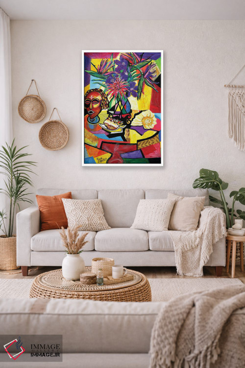 تابلو دکوراتیو طبیعت بی جان با نقاب، صدف و گل آرایی اثر اورت اسپرویل - D2W