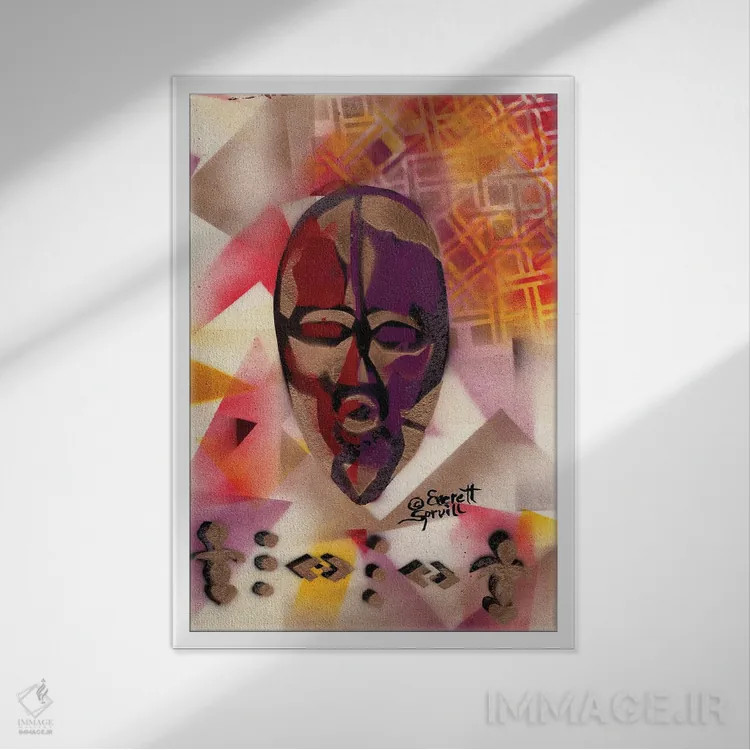 تابلو دکوراتیو ماسک پاسپورتی اثر اورت اسپرویل - نمای قابدار سفید