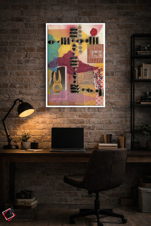 تابلو انتزاعی کلاژ آفریقایی اثر اورت اسپرویل - D3W