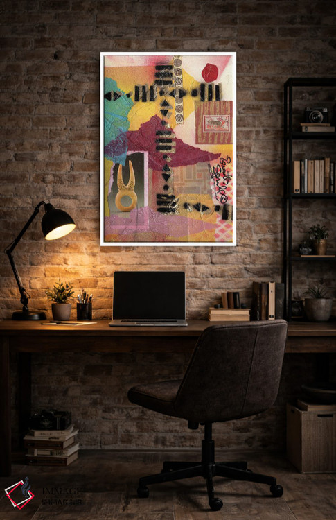 تابلو انتزاعی کلاژ آفریقایی اثر اورت اسپرویل - D4W