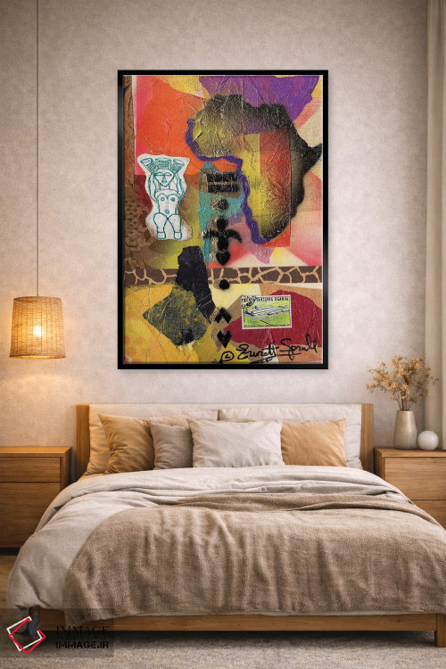 تابلو انتزاعی کلاژ آفریقایی اثر اورت اسپرویل - D2B