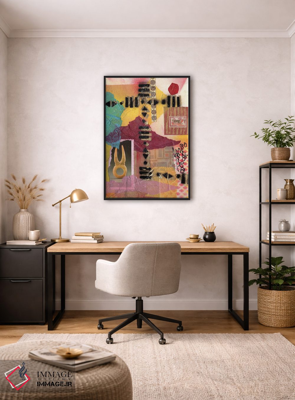 تابلو انتزاعی کلاژ آفریقایی اثر اورت اسپرویل - D5B