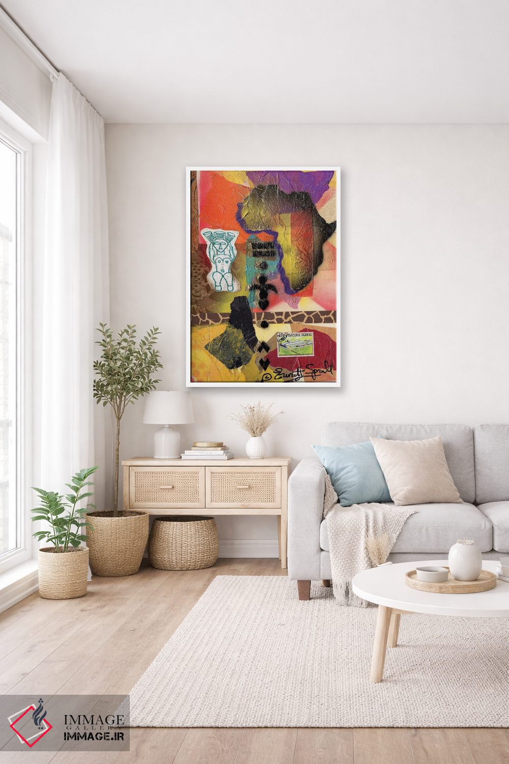 تابلو انتزاعی کلاژ آفریقایی اثر اورت اسپرویل - D3W