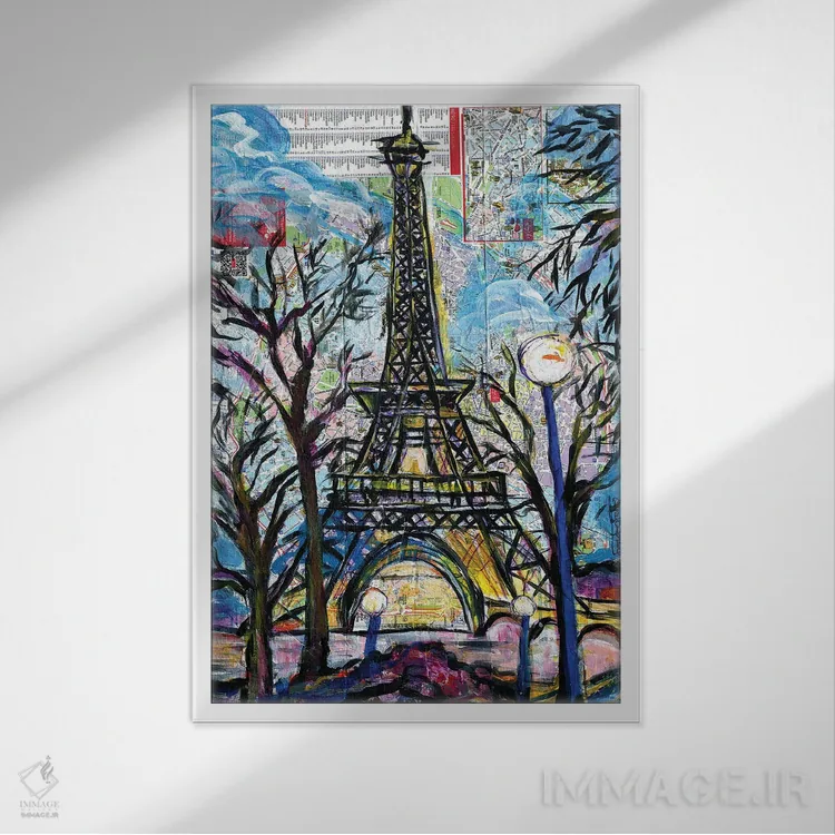 تابلو دکوراتیو برج ایفل اثر اورت اسپرویل - نمای قابدار سفید