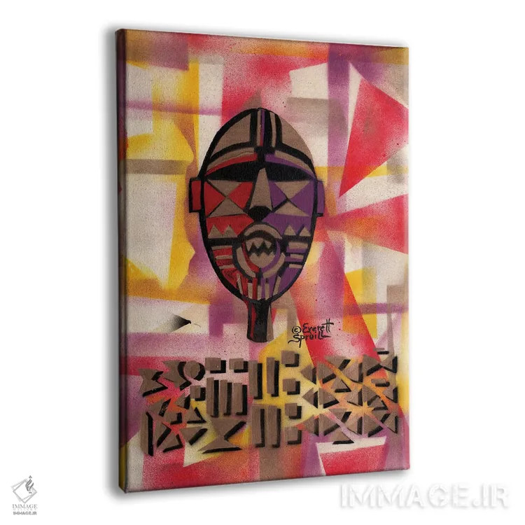 تابلو دکوراتیو ماسک بوا از بورکینافاسو اثر اورت اسپرویل - نمای پرسپکتیو محصول