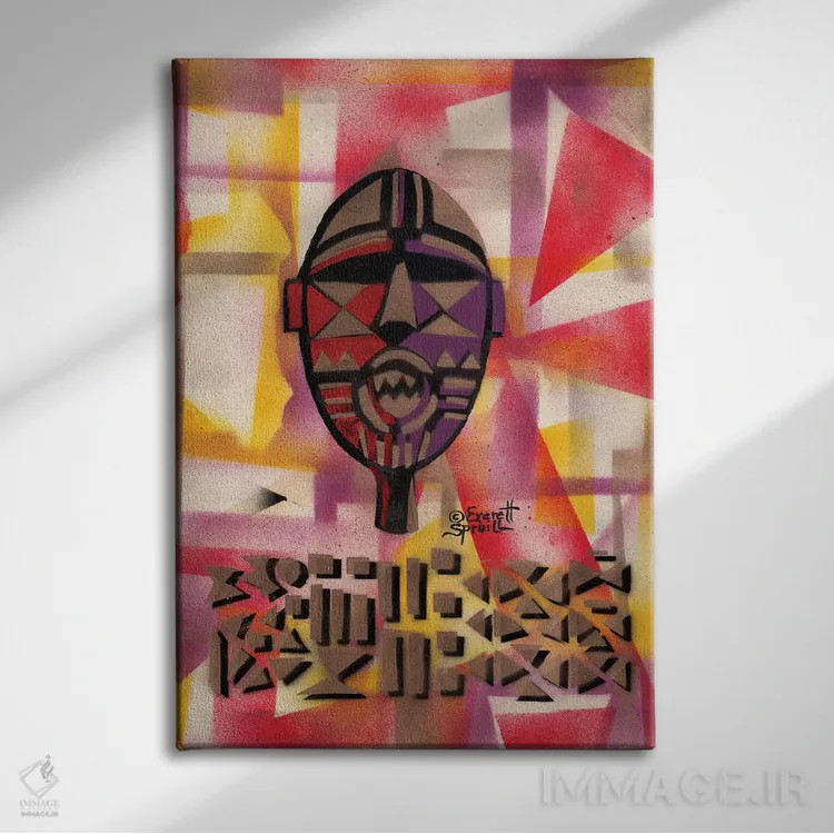 تابلو دکوراتیو ماسک بوا از بورکینافاسو اثر اورت اسپرویل - نمای روبهرو روی دیوار