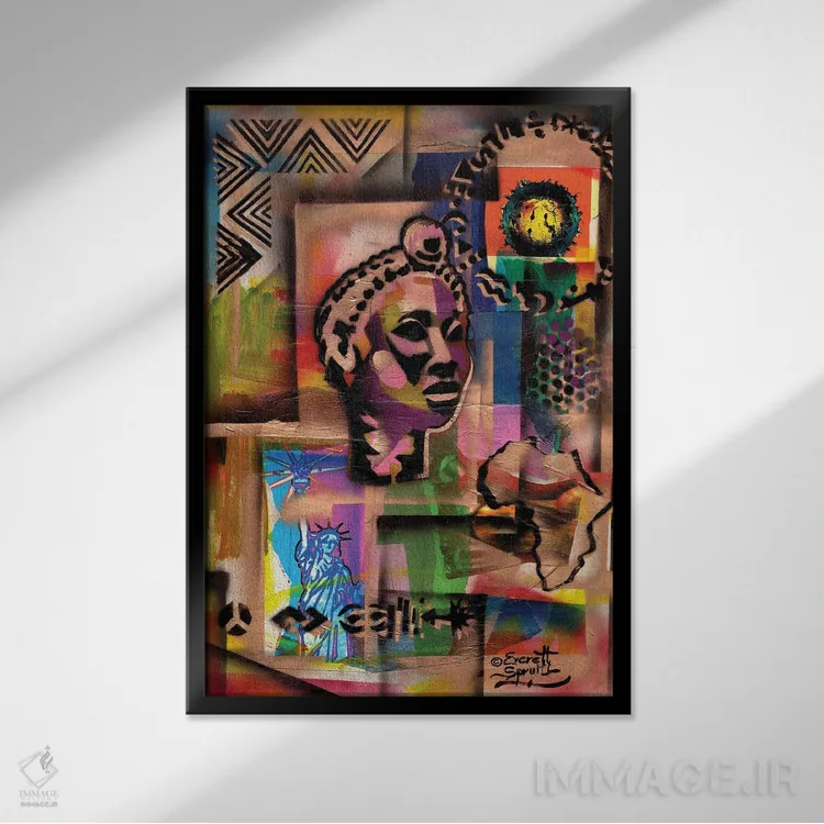 تابلو دکوراتیو ملکه مادر بنین اثر اورت اسپرویل - نمای قابدار مشکی