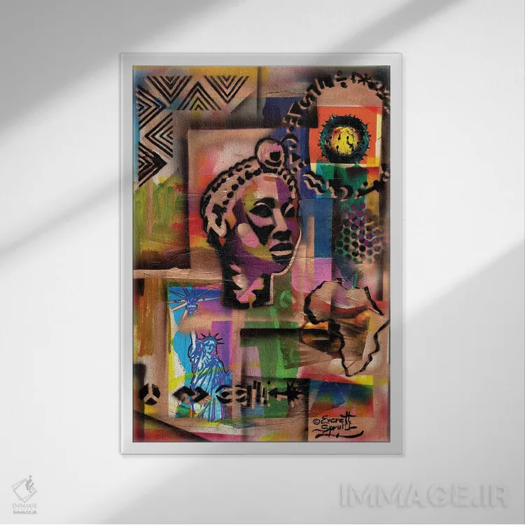 تابلو دکوراتیو ملکه مادر بنین اثر اورت اسپرویل - نمای قابدار سفید