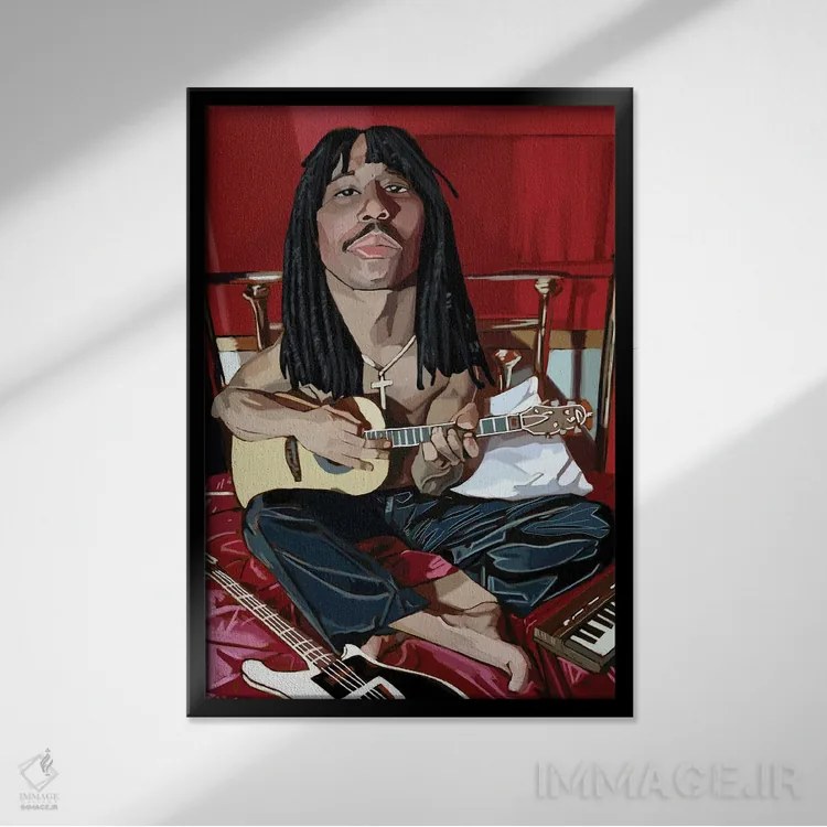 تابلو دکوراتیو ریک جیمز اثر ایوان ویلیامز - نمای قابدار مشکی