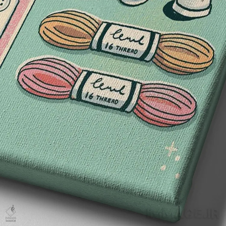 تابلو دکوراتیو خیاطی اثر ایو اندرسون - نمای نزدیک بافت بوم