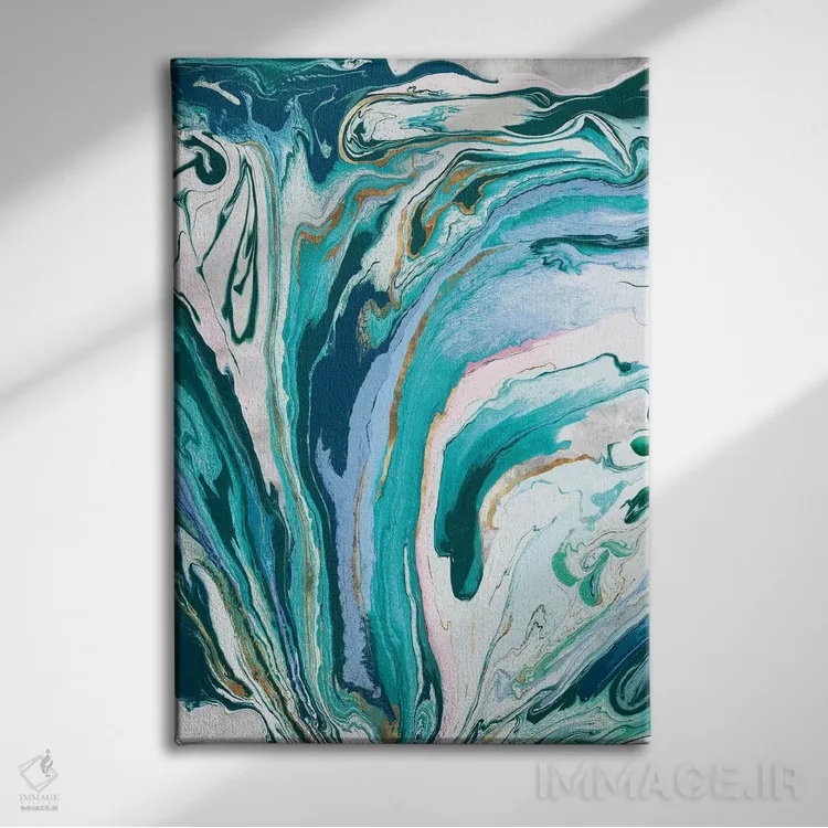 تابلو انتزاعی مرمر نفتی III اثر اوا واتس - نمای روبهرو روی دیوار