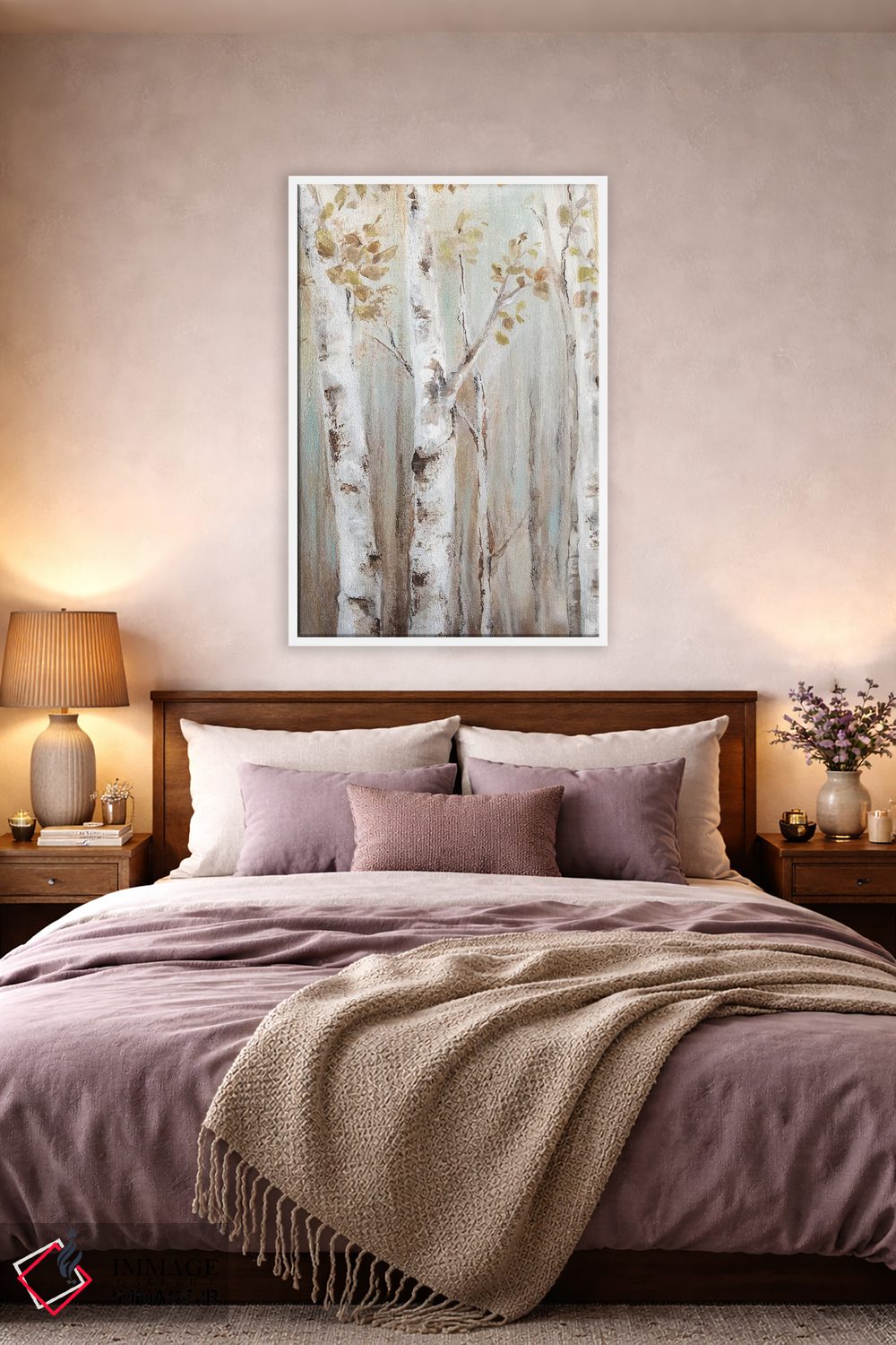 تابلو مدرن جنگل توس در غروب I اثر اوا واتس - D3W