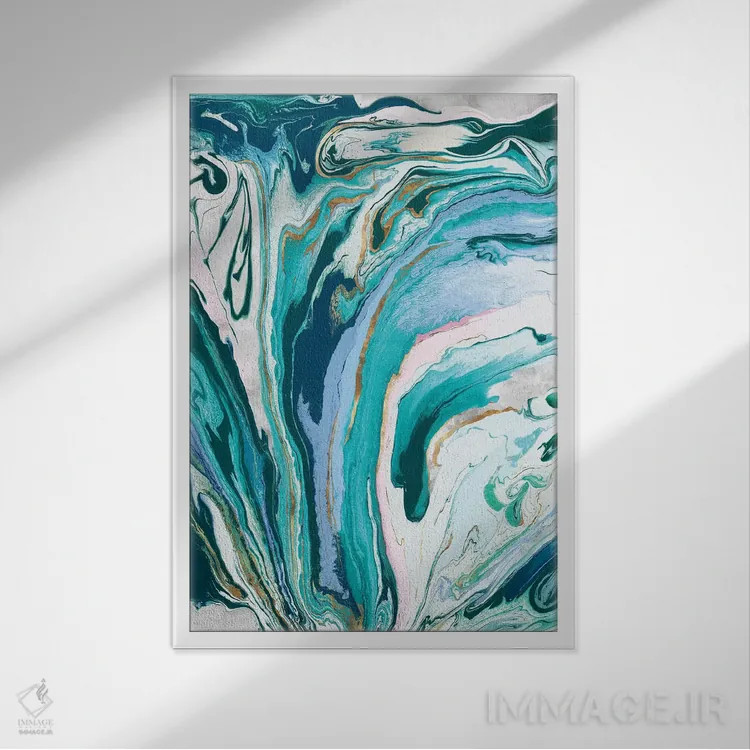 تابلو انتزاعی مرمر نفتی III اثر اوا واتس - نمای قابدار سفید