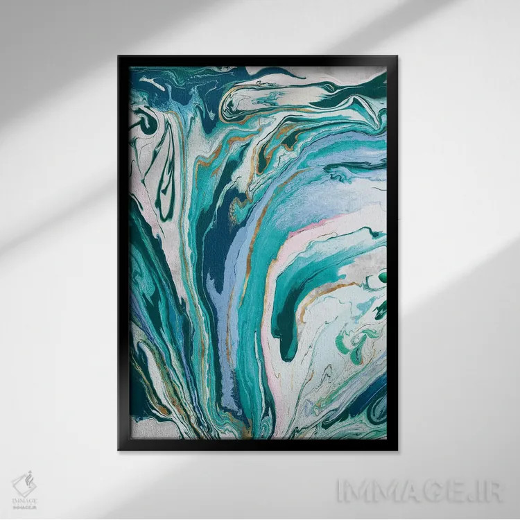 تابلو انتزاعی مرمر نفتی III اثر اوا واتس - نمای قابدار مشکی