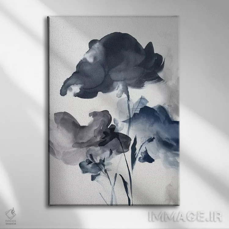 تابلو انتزاعی دسته گل آزورا II اثر اوا واتس - نمای روبهرو روی دیوار