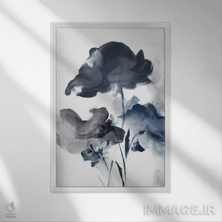 تابلو انتزاعی دسته گل آزورا II اثر اوا واتس - نمای قابدار سفید