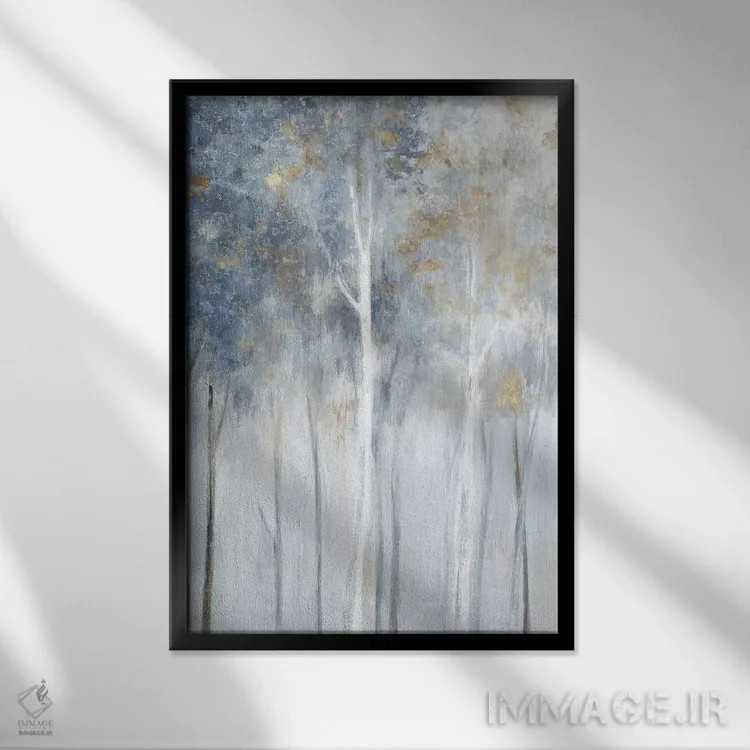 تابلو انتزاعی مه و طلا II اثر اوا واتس - نمای قابدار مشکی