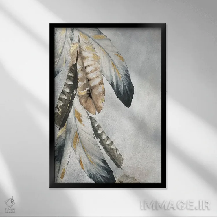 تابلو مدرن دسته طلایی اثر اوا واتس - نمای قابدار مشکی