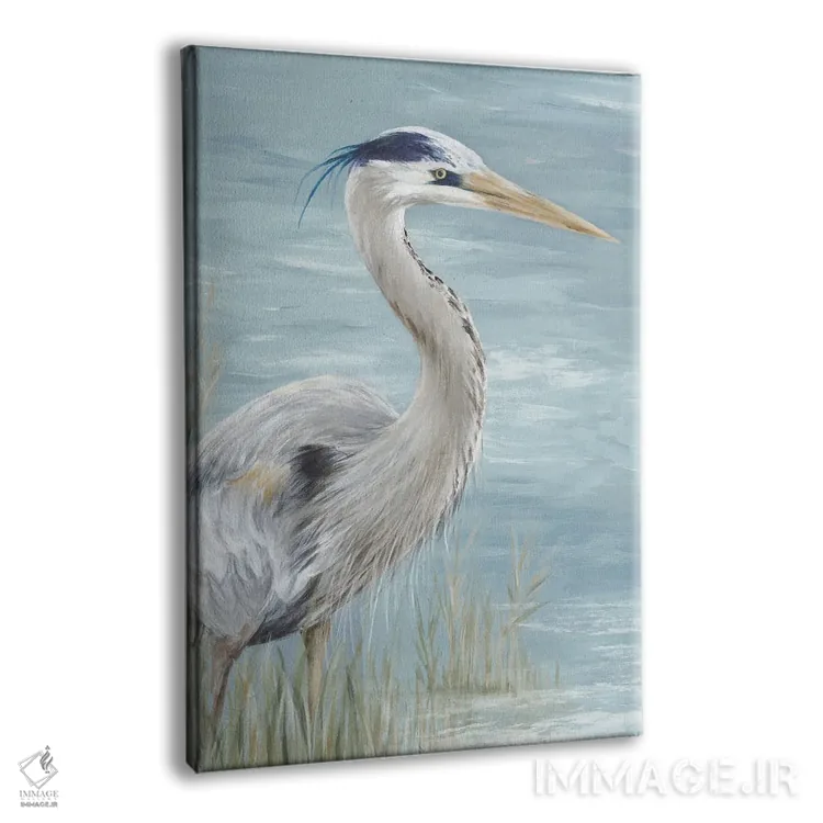 تابلو دکوراتیو نگاه حواصیل آبی بزرگ اثر اوا واتس - نمای پرسپکتیو محصول