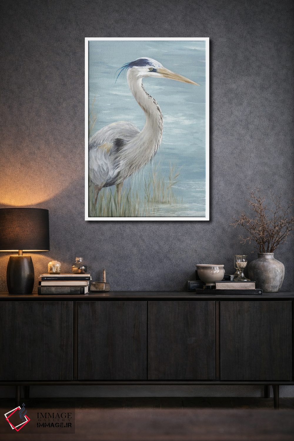 تابلو دکوراتیو نگاه حواصیل آبی بزرگ اثر اوا واتس - D2W