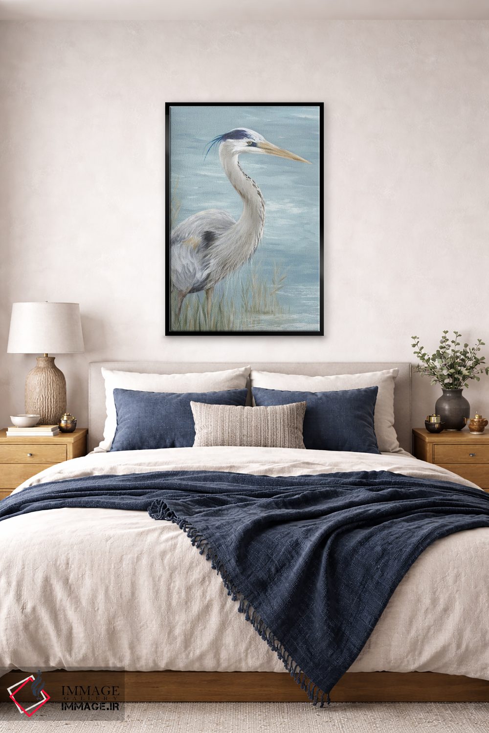 تابلو دکوراتیو نگاه حواصیل آبی بزرگ اثر اوا واتس - D6B