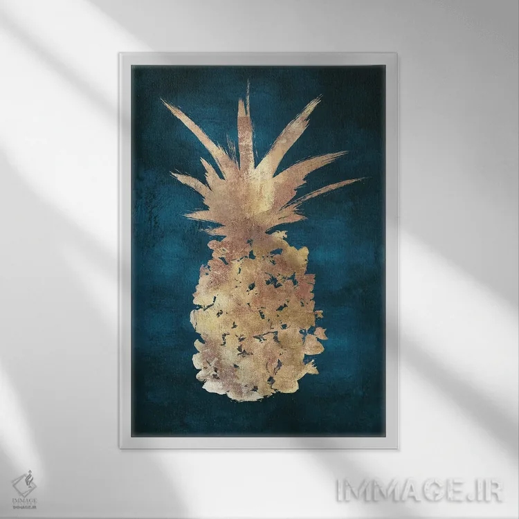 تابلو دکوراتیو آناناس شب طلایی اثر اوا واتس - نمای قابدار سفید