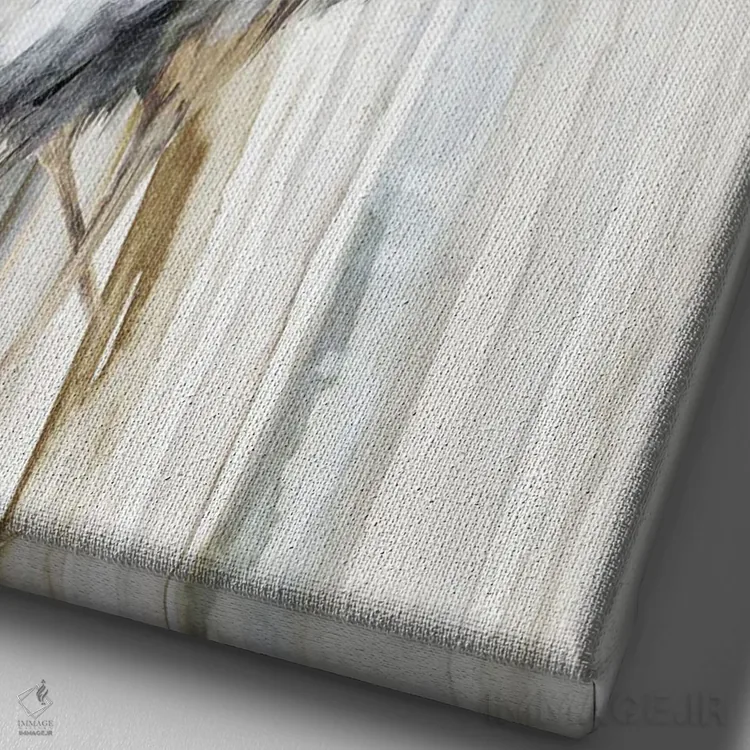 تابلو دکوراتیو حواصیل رودخانه ۱ اثر اوا واتس - نمای نزدیک بافت بوم