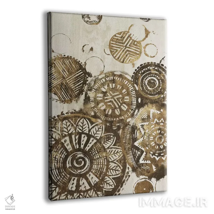 تابلو انتزاعی دایره های آفریقایی اثر اوا واتس - نمای پرسپکتیو محصول