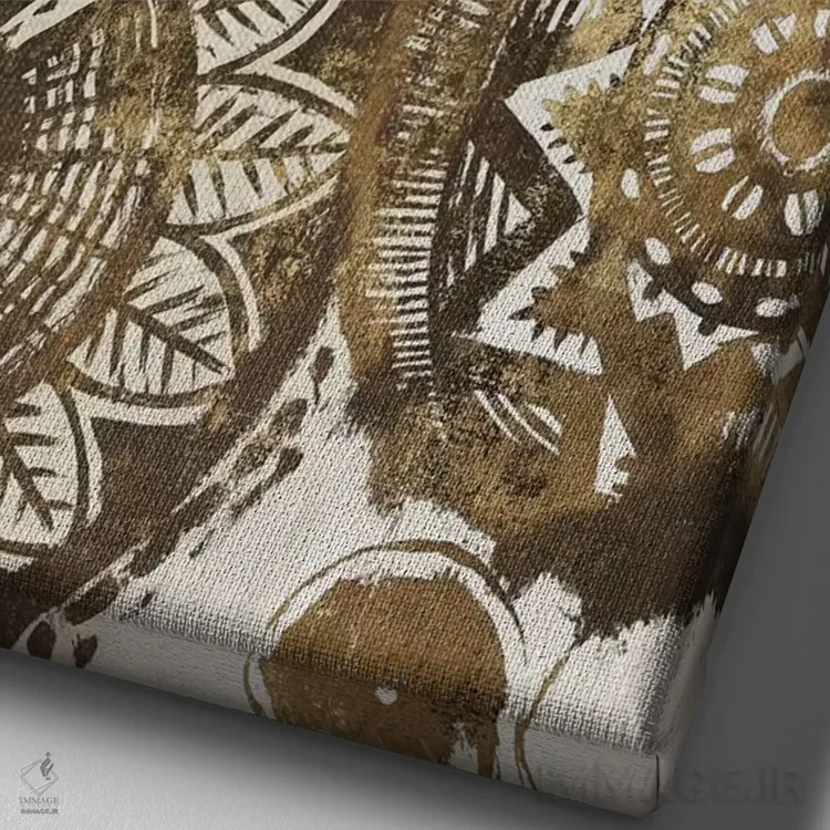 تابلو انتزاعی دایره های آفریقایی اثر اوا واتس - نمای نزدیک بافت بوم