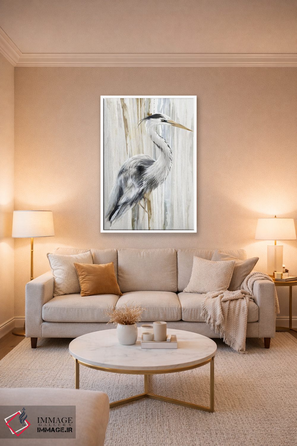 تابلو دکوراتیو حواصیل رودخانه ۱ اثر اوا واتس - D2W