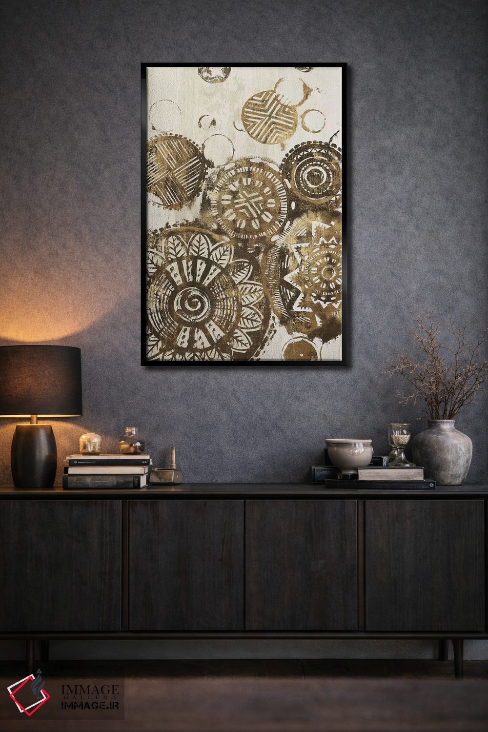 تابلو انتزاعی دایره های آفریقایی اثر اوا واتس - D3B