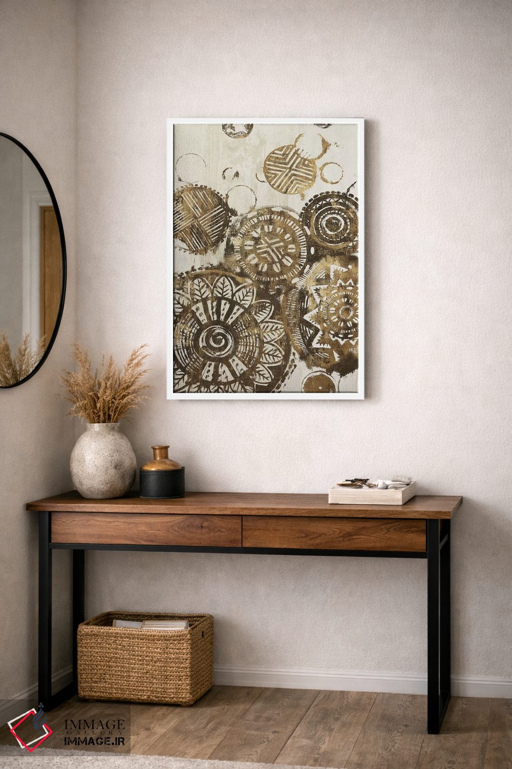 تابلو انتزاعی دایره های آفریقایی اثر اوا واتس - D4W