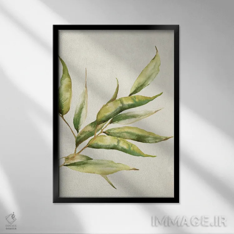 تابلو دکوراتیو شاخه بید ۱ اثر اوا واتس - نمای قابدار مشکی