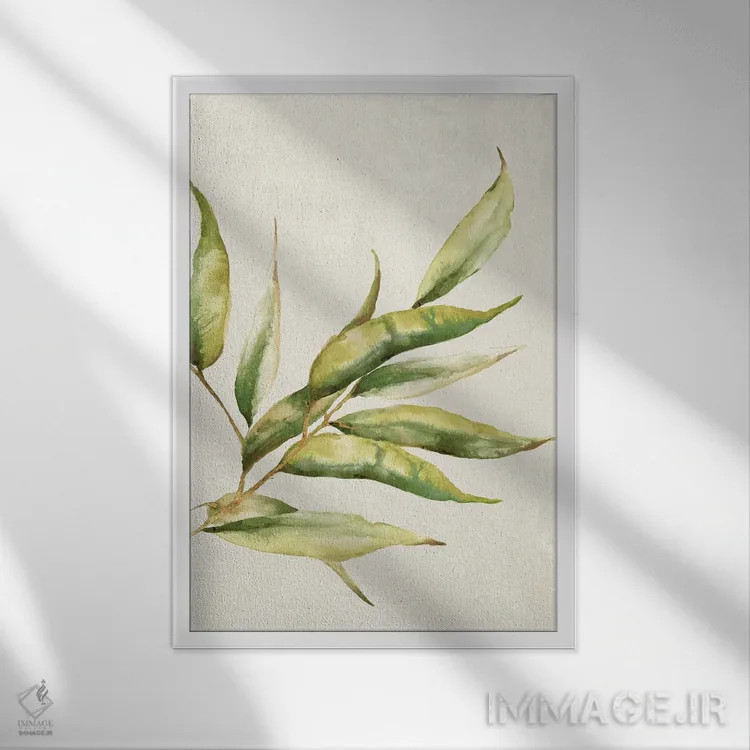 تابلو دکوراتیو شاخه بید ۱ اثر اوا واتس - نمای قابدار سفید