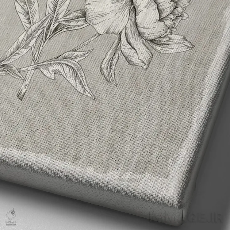 تابلو مینیمال پارچه کتان با طرح گیاهی ۲ اثر اوا واتس - نمای نزدیک بافت بوم