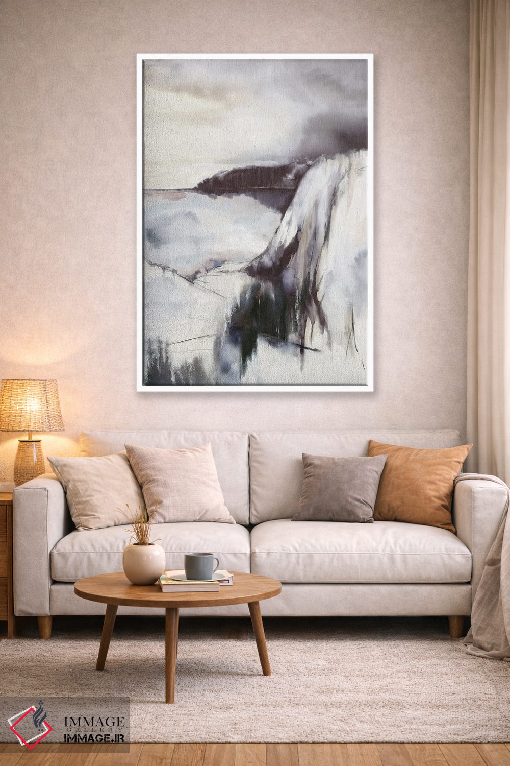 تابلو مینیمال ساحل خاکستری اثر اوا واتس - D2W