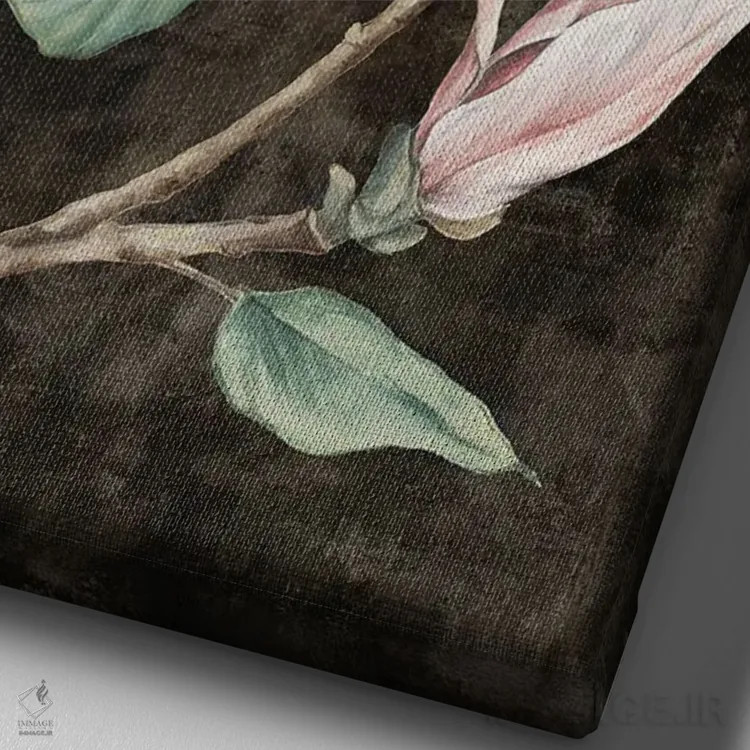 تابلو دکوراتیو مگنولیا صورتی ۱ اثر اوا واتس - نمای نزدیک بافت بوم