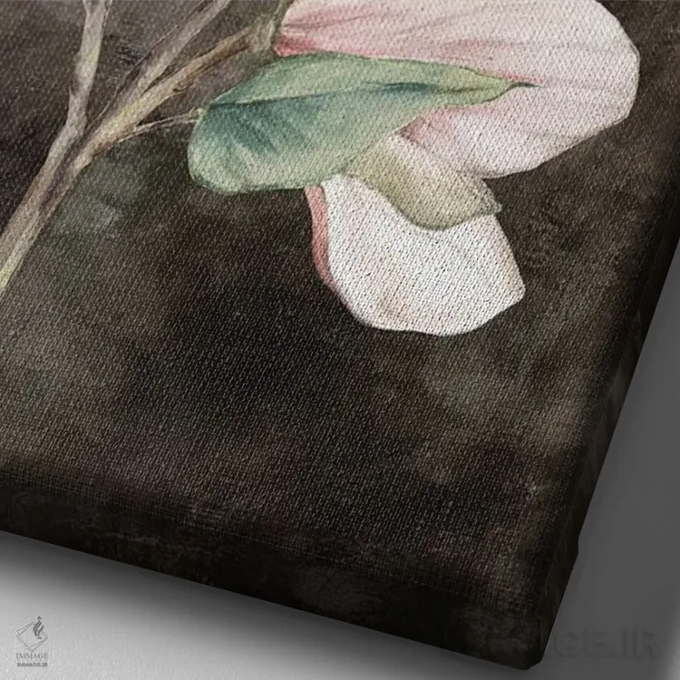 تابلو دکوراتیو مگنولیا صورتی ۲ اثر اوا واتس - نمای نزدیک بافت بوم